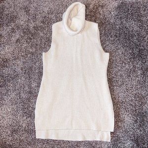 GAP Cream Chunky Knit Turtleneck Tunic Sleeveless Sweater
